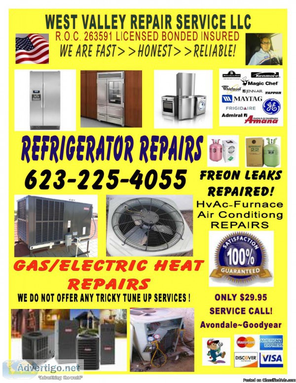 REFRIGERATOR  FREEZER  29.95 DIAGNOSIS  REPAIR SERVICE