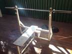 Olympic bench press  bar and weights