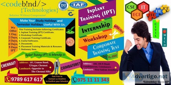 Internship in chennai for eee