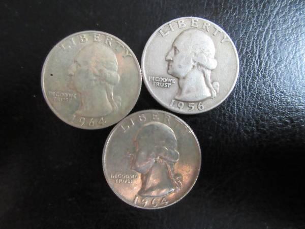 Three Sliver Washington Quarters