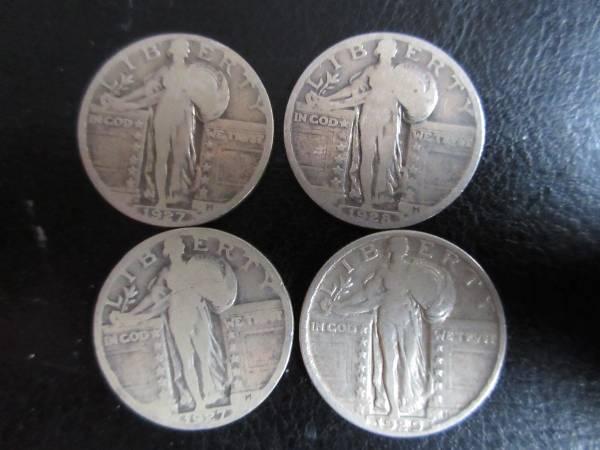 4 Sliver Standing Liberty Quarters