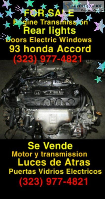 FOR SALE 93 HONDA ACCORD ENGINE