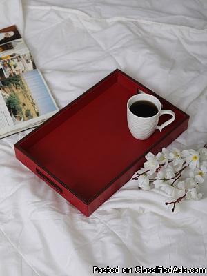 Crimson Red and Brown Leatherite Tray