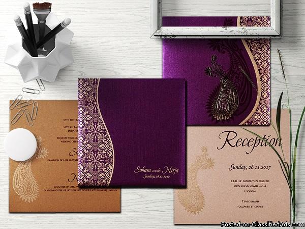 Modern Exotic Paisley Wedding Invitations  IndianWeddingCards