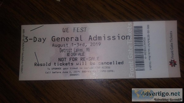 3 Day WE Fest General Admission Pass