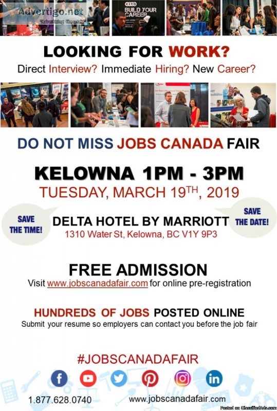 FREE Kelowna Job Fair &ndash March 19th 2019