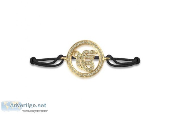 Ik Onkaar Bracelet In Gold With Diamonds