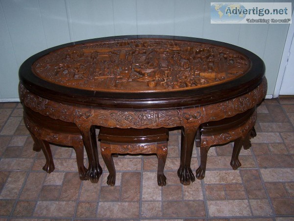 oriental hand carved tables