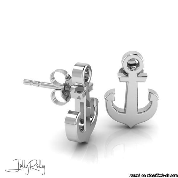 Ship Anchor Silver Earrings and Studs by JollyRolly