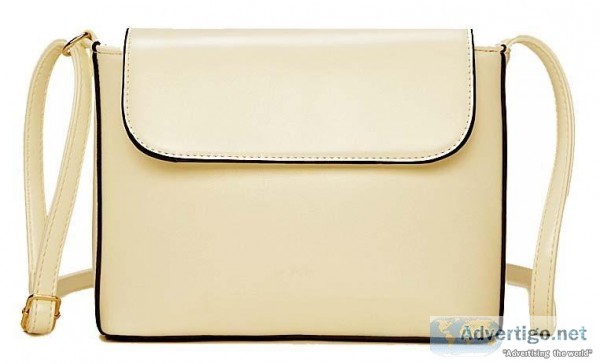 Cream Beige Plain Satchel Style Leather Bag