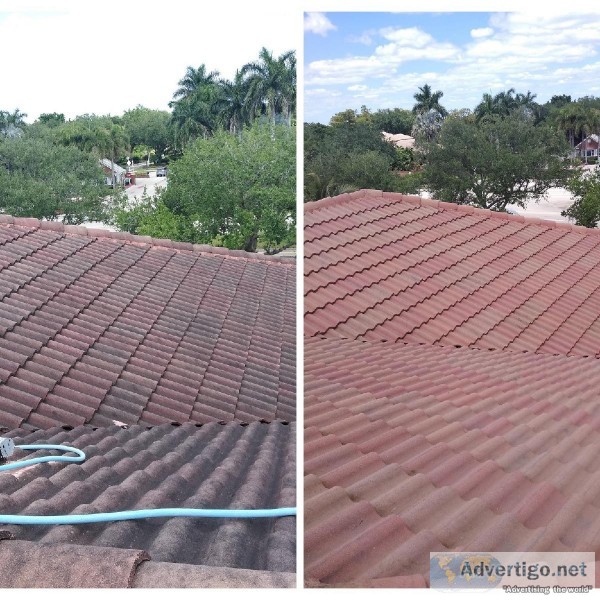 Soft wash roof cleaning