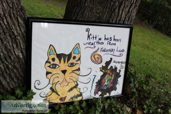 FOLK ART CATS BY SUNSET GYPSYOUTSIDERPLANE TARYECCENTRICVINTA GE