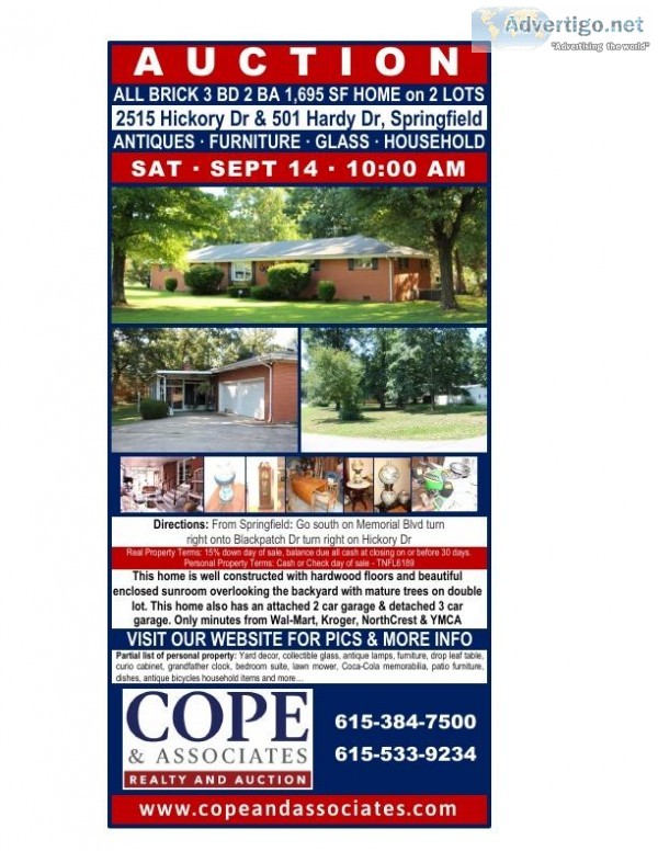 Auction Home on Double Lot CORNER LOTS