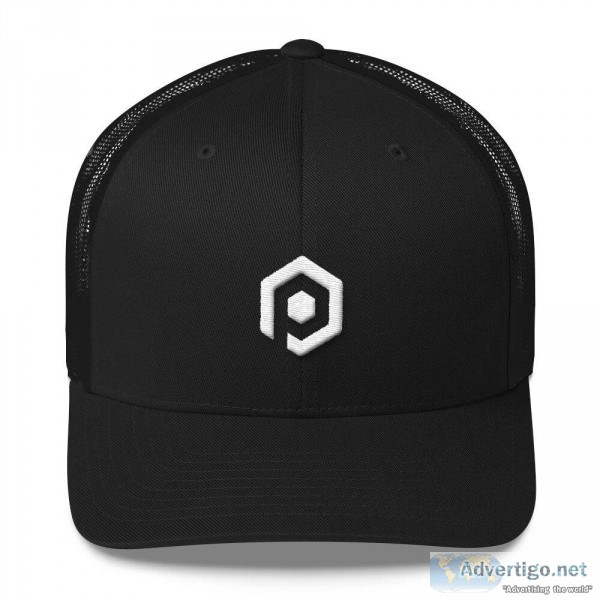 White and Black Mesh Trucker Cap with 3D Embroidered Icon