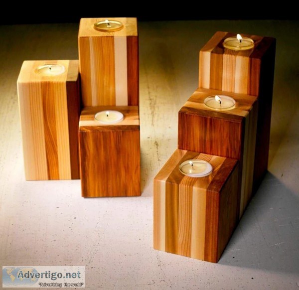 gorgeous Reclaimed Cedar Tea Light Candle Pillars