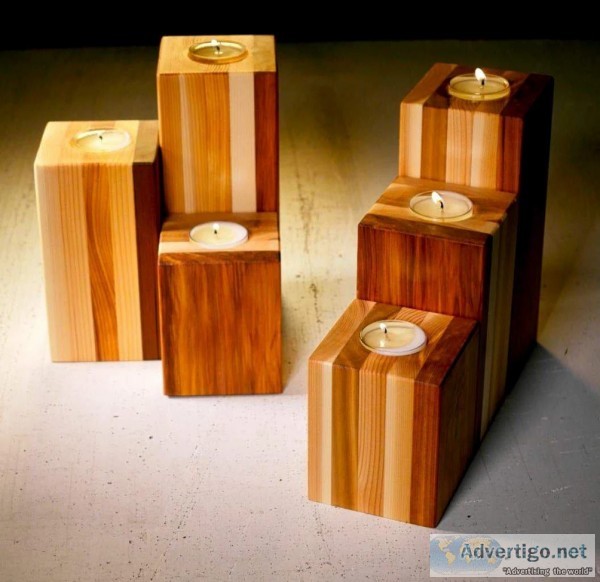 Just gorgeous Reclaimed Cedar Tea Light Candle Pillars