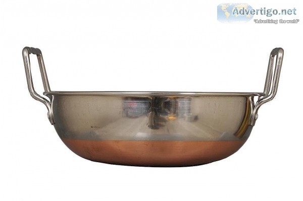 Nutristar Stainless Steel Copper Bottom Kadhai Deep Fry Pan Capa