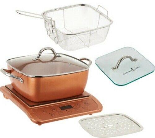 copper chef 11qt roaster pan with extrasand induction plate bran