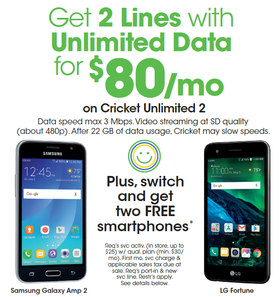 2 LINES UNLIMITED DATA FOR 80 A MONTH PLUS GET 2 FREE PHONES WHE