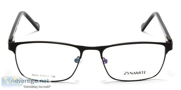 Square Eyeglass for Men Black Front with Black Temples