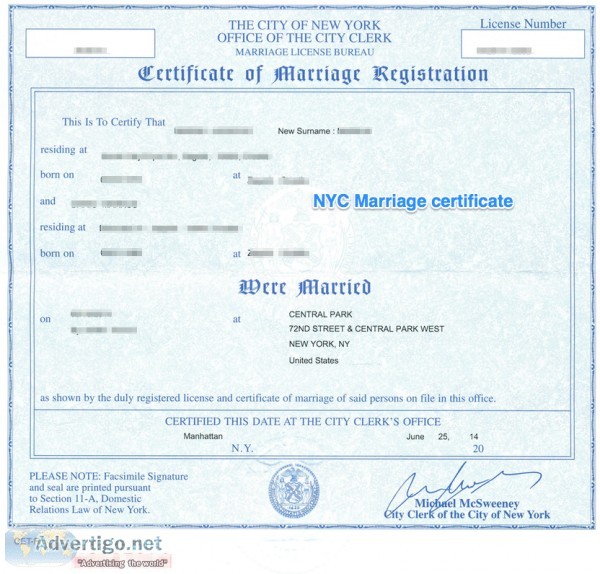 APOSTILLED U.S. MARRIAGE CERTIFICATE ITALIAN TRANSLATIONS