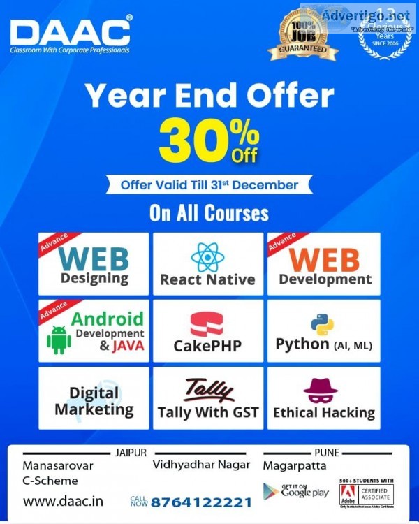 IT  Advanced Training Institute in Jaipur offer on All Courses