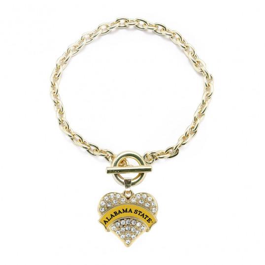 Gold Pave Heart Toggle Bracelet  Inspired Silver