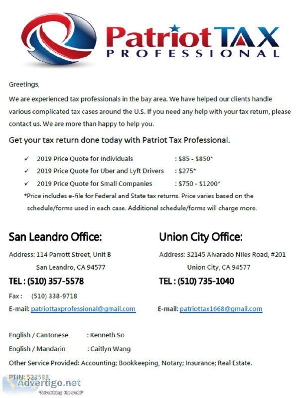 File Your Tax Return with Patriot Tax Professional - Starting fr