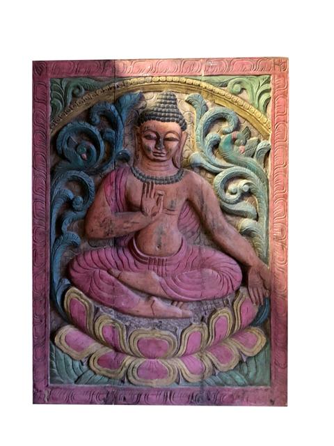 Wooden Buddha Wall Art Panel Wooden Wall Hanging MUDRA BUDDHA Pa