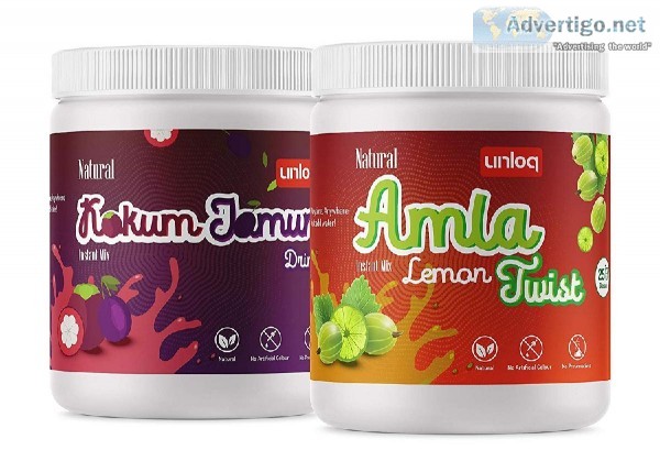 UNLOQ INSTANT DRINK MIX COMBO PACK KOKUM JAMUN DRINK and AMLA LE