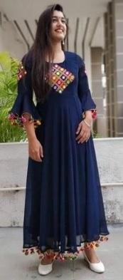 Buy Navy Blue Color Georgette Gown  Zinnga