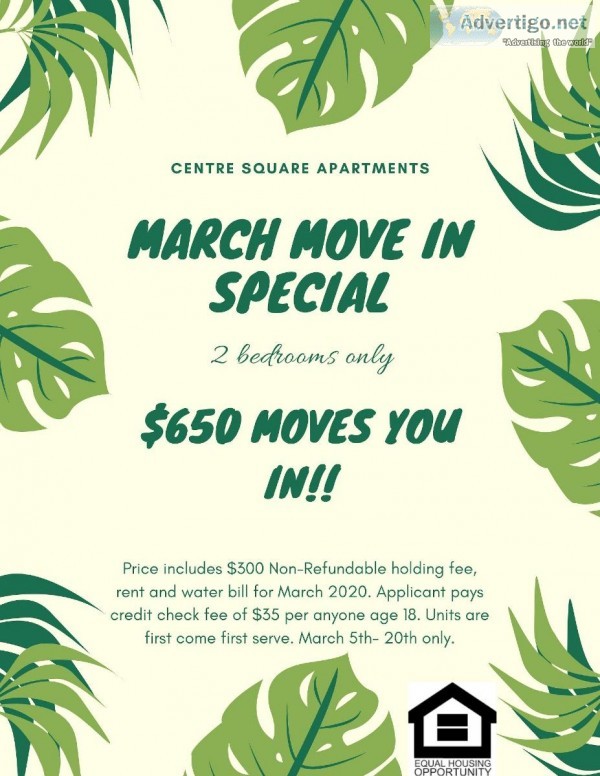 Move-In Special for Centre Square