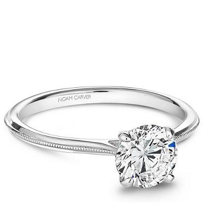 Noam Carver White Gold Engagement Ring With Round Centerpiece