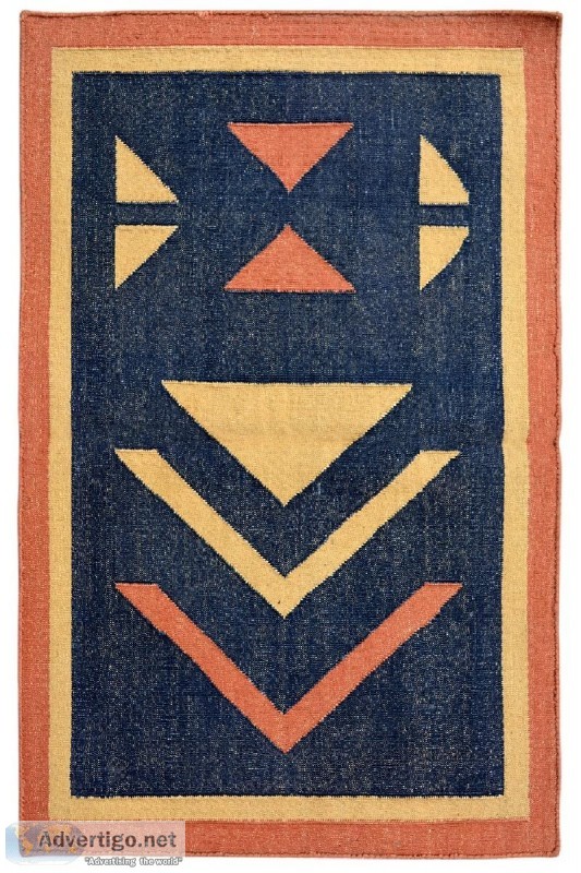 Downward Arrow Handmade Cotton Dhurrie - Rugs and Beyond