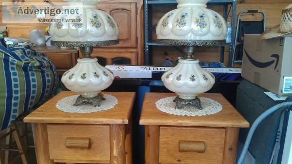 set of large hurricane lamps