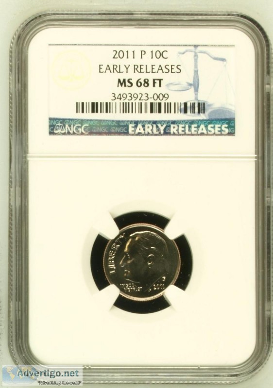 2011- PandD ROOSEVELT DIME NGC MS68 ER