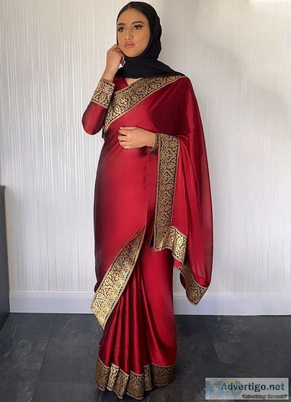 MAROON CHIFFON SAREE WITH JACQUARD BORDER