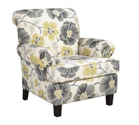 Accent Chair with High Back - Yellow and Grey