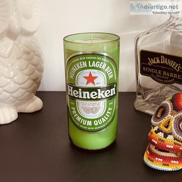 HEINEKEN Candle Birthday Gift Home Decor Recycled Bottle Beer Bo