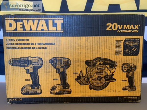 DEWALT 20-Volt MAX Lithium-Ion Cordless (4-Tool) Combo w (2) Bat