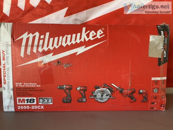 Milwaukee M18 18-Volt (5-Tool) Combo w (2) Batteries Charger Too