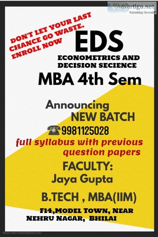 EDS MBA 4th Sem by IIM Gold Medallist