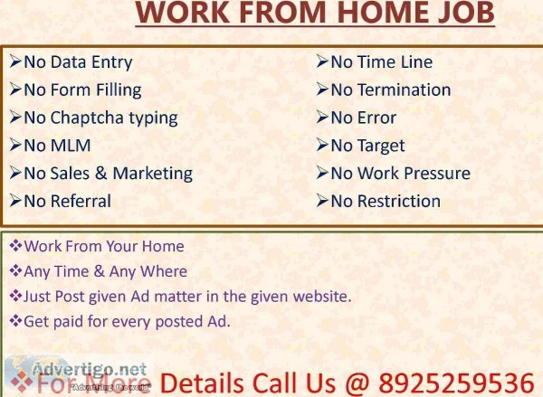 Part timeFull time Ad posting jobs in Coimbatore  to earn money 