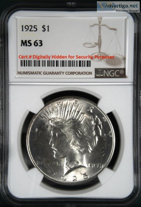 1925 SILVER Peace Dollar (MS63)