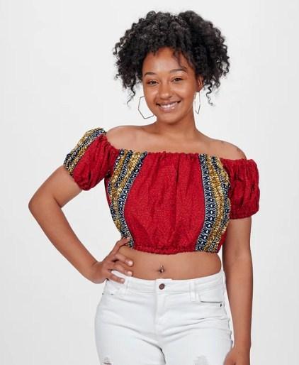 Anu African Print Off Shoulder Cropped Top