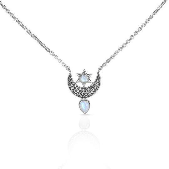 925 SILVER MOONSTONE NECKLACE-TO THE MOON and BACK