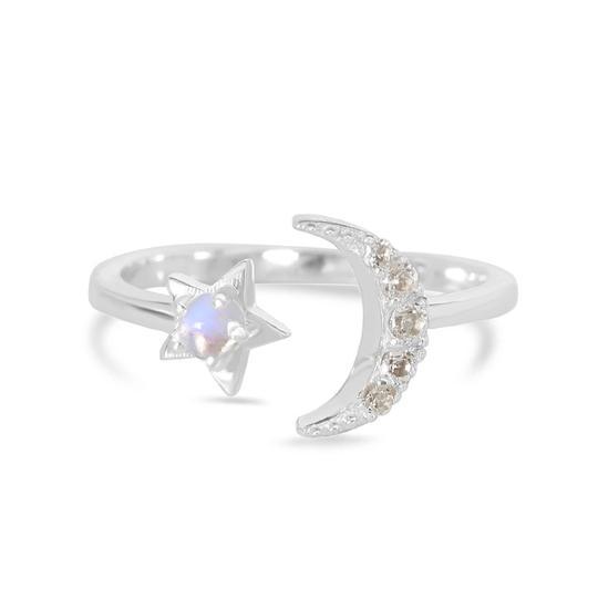 14K ROSE GOLD and STERLING SILVER  MOONSTONE RING - LUNA THRILL