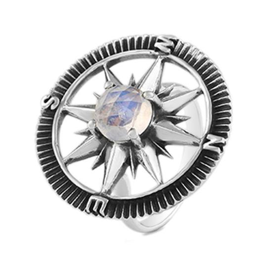 SILVER  MOONSTONE RING-MOON DIRECTION