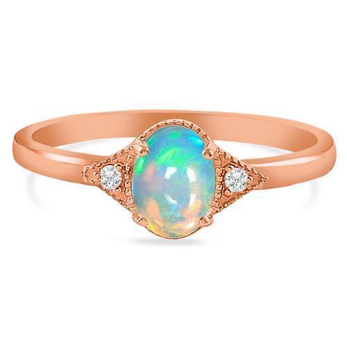 14KT ROSE GOLD and GENUINE OPAL OPAL RING-LUCK