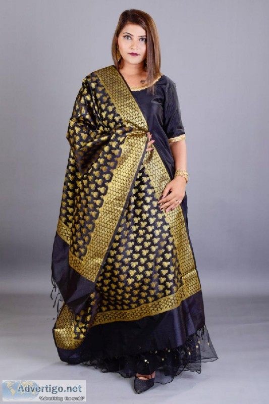 Buy Black Sharara Set with Banarasi Dupatta Online